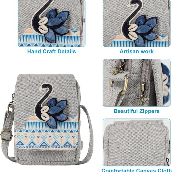 Handcrafted Canvas Floral Crossbody Bag - Functional and Fashionable Accessory - Picture 6 of 6